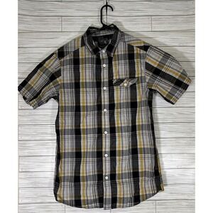 Mountain Hardware Men's Sz Sm Short‎ Sleeve Green Plaid Button Up Shirt Outdoor